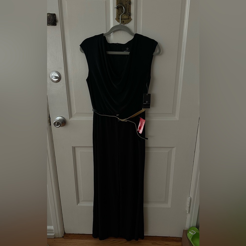Ronni Nicole Black Maxi Dress with Gold Accent